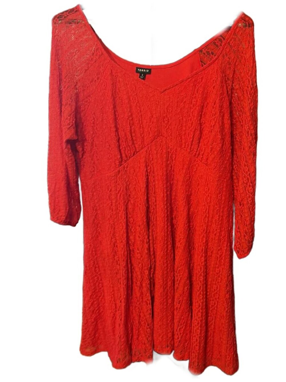 TORRID Red lace 3/4 sleeve dress